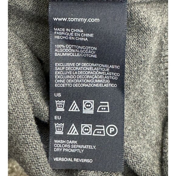 Tommy Hilfiger Jumper Tight Knit Melange V-Neck Pullover Sweater Gray Mens Large - Picture 5 of 6